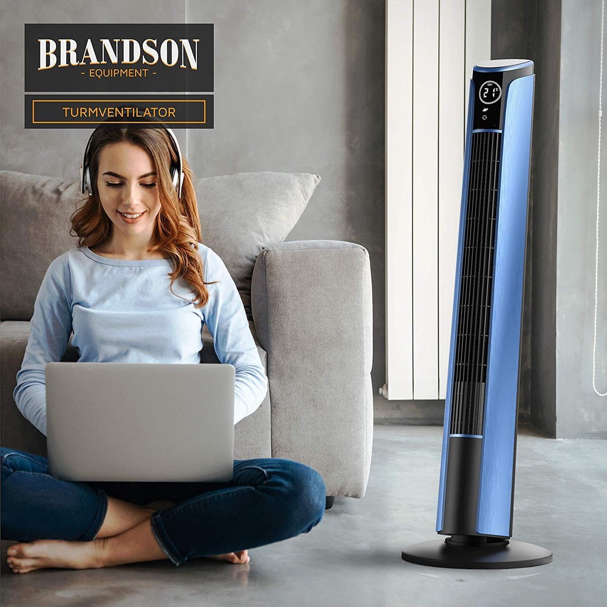 Brandson - Torenventilator Met Afstandsbediening 96 cm - Winnaar 2024 - Mobiele Stille Ventilator - Staand Met Oscillatie - 3 Snelheden, 4 Ventilatiemodi, Timer - GS-keurmerk - Cool