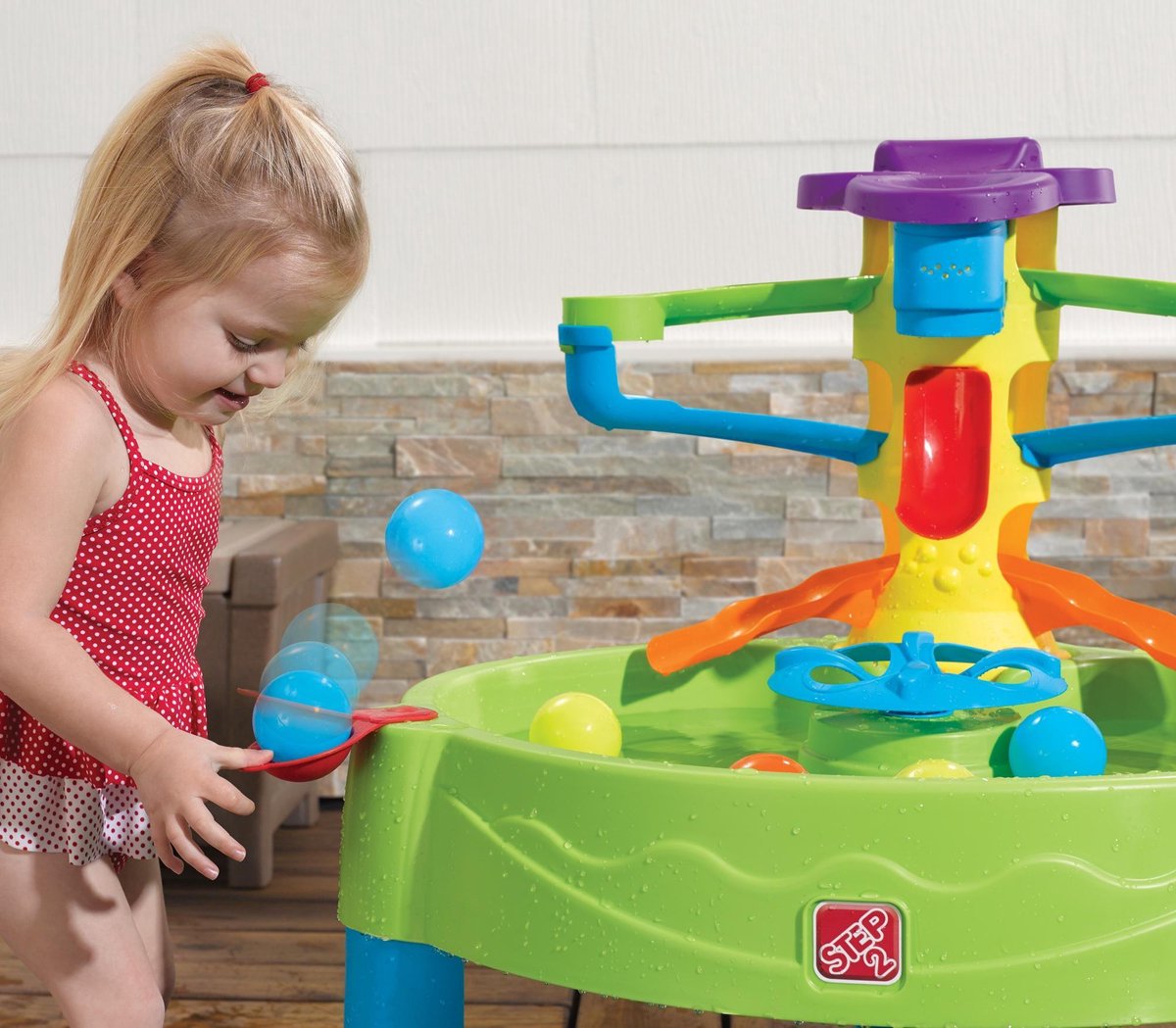 Step2 Busy Ball Watertafel - Met 13 accessoires: katapulten, speelballen en schepbeker - Waterspeelgoed voor kind - Activiteitentafel met ballen & water voor de tuin / buiten — afbeelding 12