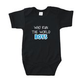 Baby rompertje Who run the world Boys | Lange mouw 50/56 wit