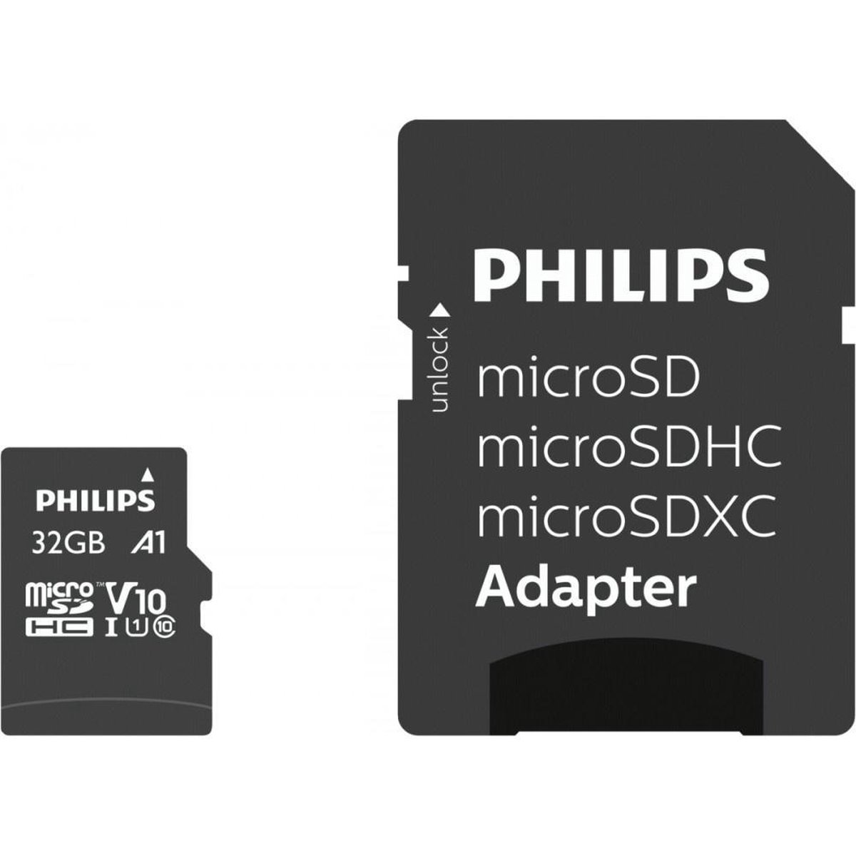 Philips FM32MP45B - Micro SDHC kaart 32GB incl. adapter - Class 10 - UHS-I U1