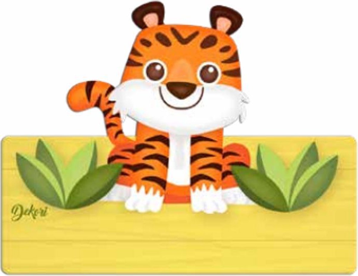 Naambord Tijger - Kind - Meisje - Jongen - Hout - Dekori - Babykamer - Kinderkamer