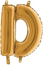Grabo balloon - Folieballon - letter D -  goud - 35cm