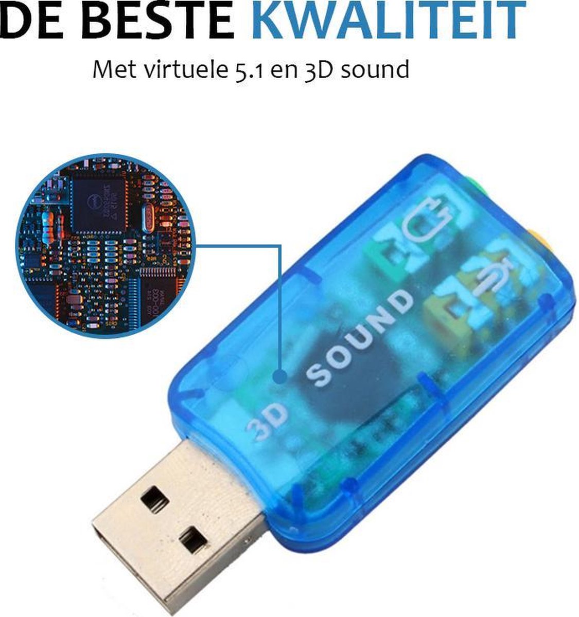 Adaptateur de carte son USB externe (3D) Garpex® - Carte son USB 5.1 - Carte  son 