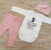 MM Baby cadeau geboorte meisje roze set met tekst aanstaande zwanger kledingset pasgeboren unisex Bodysuit | Huispakje | Kraamkado | Gift Set eerste moederdag je doet het geweldig