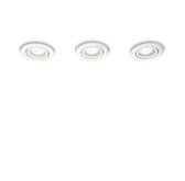 Inbouwspots badkamer PHILIPS myBathroom Roots, White, Set van 3 st, Excl. lichtbron