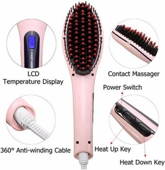 bol.com | Stijlborstel - Elektrische Haarborstel - Stijltang Hairbrush -  Straight brush...