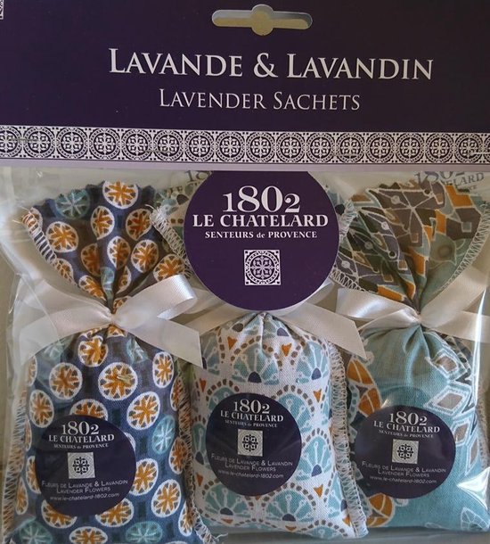 Geurzakjes met Lavendel en Lavandin Bleu azur (3 x 18 gram) - Geurzakje voor kledingkast