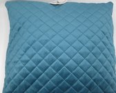 Sierkussen - Fluweel Doorgestikt Quilted Diamond - Blauw En Petrol - 60 Cm X 60 Cm