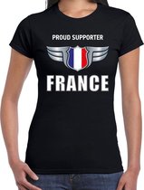 Proud supporter France / Frankrijk t-shirt zwart voor dames 2XL