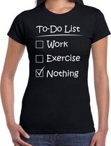 To to list excercise fun tekst t-shirt voor dames zwart S