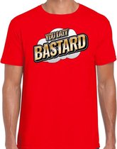 You Lazy Bastard fun tekst t-shirt voor heren rood in 3D effect 2XL