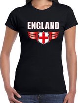 England landen t-shirt Engeland zwart voor dames XS