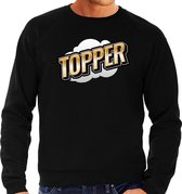 Topper fun tekst sweater voor heren zwart in 3D effect L