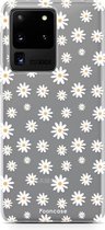 Fooncase Hoesje Geschikt voor Samsung Galaxy S20 Ultra - Shockproof Case - Back Cover / Soft Case - Madeliefjes