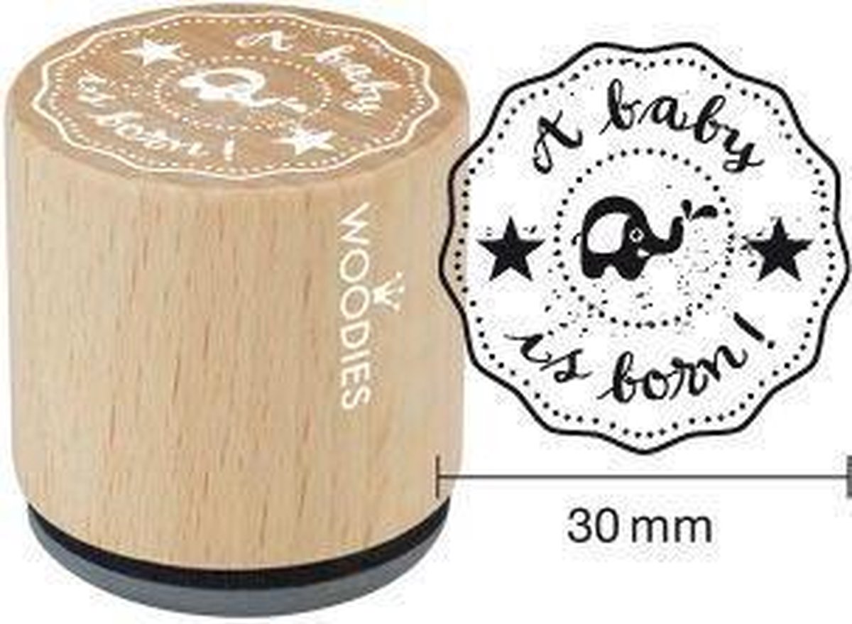 Houten Handstempel Woodies | A Baby Is Born - Stempels - Stempels volwassenen - Snelle Levering