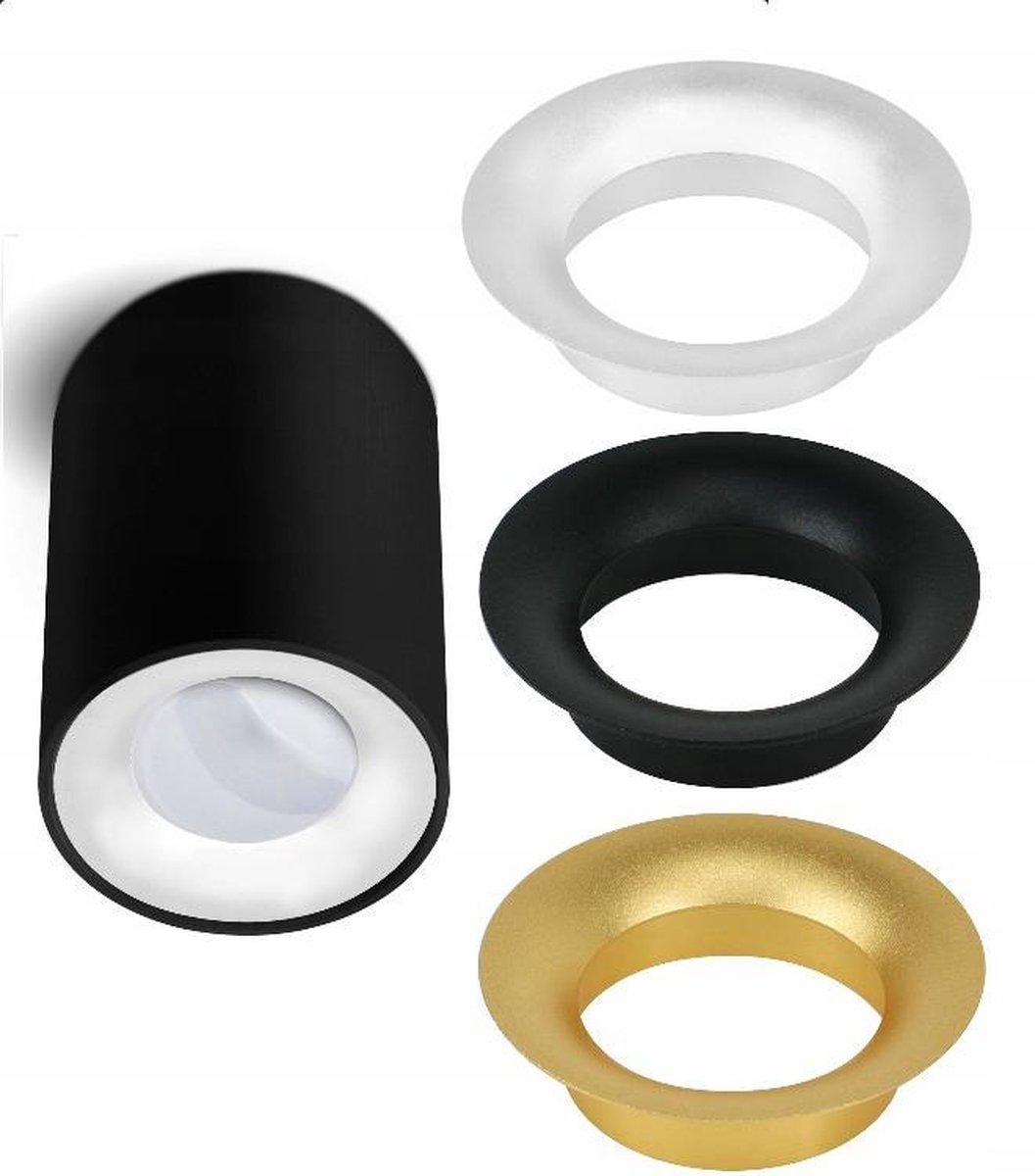 Spot LED noir en saillie | Convient aux lampes GU10 | Comprend 3 anneaux  intérieurs de... | bol.com