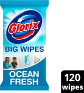 Glorix Ocean Fresh Big Wipes Schoonmaakdoekjes - 8 x 15 stuks - Voordeelverpakking