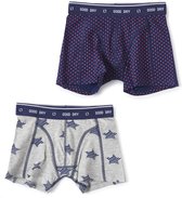 Little Label - boxershorts 2-pack - dark blue cross & grey melee star - maat: 158/164 - bio-katoen