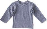 Little Label - baby - shirt - wit, blauw streep - maat 80 - bio-katoen