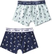 Little Label - jongens - onderbroek - 2 stuks - blauw, lichtblauw palm - maat 158/164 - bio-katoen