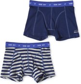 Little Label - boxershorts 2-pack - dark blue big stripe & dark blue - maat: 134/140 - bio-katoen