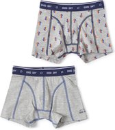 Little Label - boxershorts 2-pack - grey melee arrow & grey melee - maat: 98/104 - bio-katoen