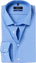 Seidensticker shaped fit overhemd - blauw fil a fil - Strijkvrij - Boordmaat: 39