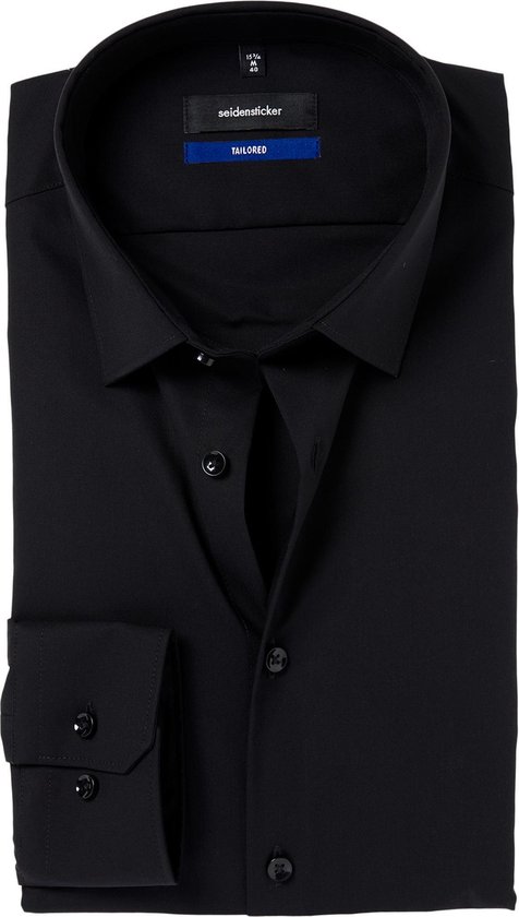 Seidensticker shaped fit overhemd - zwart - Strijkvrij - Boordmaat: