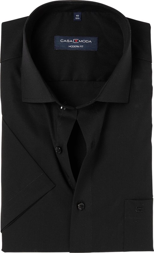 Casa Moda Chemise unie noire à manches courtes Kent Modern Fit - 42
