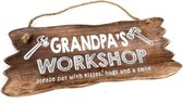 Tekstbord 12x30cm grandpa's workshop - Naturel