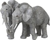 Decoratie beeld van een koppel olifanten - grijs