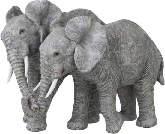 Decoratie beeld van een koppel olifanten - grijs | bol.com