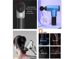 Q-time - Massage Gun - Professionele Sport Massage - Rug Massage - Nek Massage - Massage Apparaat - Spier Massage - Stress Massage - Triggerpoint - Spierherstel & Spierontspanning - Blauw