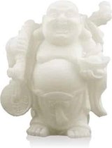 Sneeuwkwarts Beeldje Boeddha met Knapzak en Schaal (9 cm)