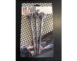 Eat Sleep Race Repeat - Teken set - 3 Potloden met race auto gum - Kinderen Tekenen School
