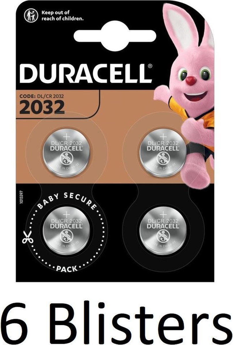 24 Stuks (6 Blisters a 4 st) Duracell 2032 Lithium-knoopcelbatterij