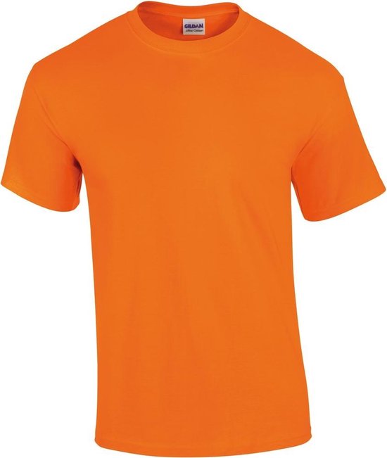 T-shirt Heren XL Gildan Ronde hals Korte mouw Safety Orange 50% Katoen, 50% Polyester