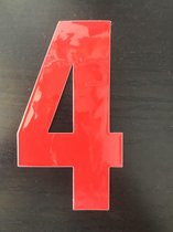 reflecterend huisnummer sticker - nummer 4 - rood- plak cijfer - kliko huisnummer- rood, kliko nummer, vier, CoverArt