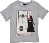 Star Wars - T-shirt - Kylo Ren & Tie Fighters - Model "Kylo Ren Defending Tie Fighters" - Grijs / Wit - 104 cm - 4 jaar - 100% Katoen
