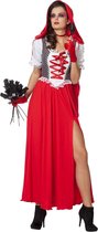 Roodkapje Kostuum | Dame Met Rode Cape, Lang En Stijlvol | Vrouw | Maat 38 | Carnaval kostuum | Verkleedkleding