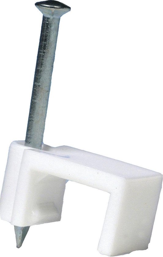 Profile kabel clips (Nagelklem), wit met nagel 3 x 1,5 mm² 50 stuks