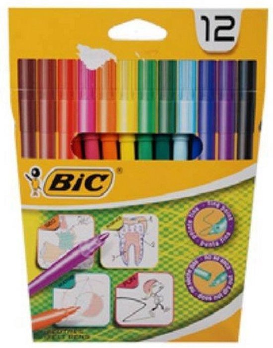 12 Kleurstiften - Viltstiften - merk BIC | bol