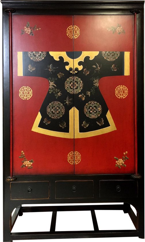 Fine Asianliving armoire de mariée chinoise peinte à la main Kimono Qipao  meubles... | bol