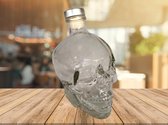 Glazen fles doodshoofd Skull 180 Ml 10 Cm