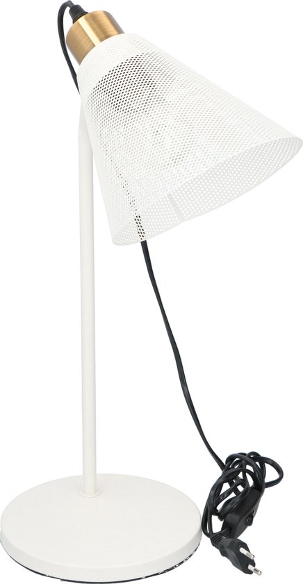 Grundig Tafellamp - met Stekker - Aan/Uit Schakelaar - 30 cm - E27 Fitting - Wit