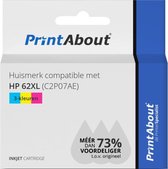 PrintAbout huismerk Inktcartridge 62XL (C2P07AE) 3-kleuren Hoge capaciteit geschikt voor HP