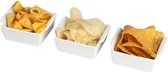 Alpina - 3x Serveerschaaltjes  voor tapas, snacks, sausjes en borrelhapjes wit 9 x 4,5 cm