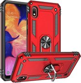 Samsung Galaxy A10 Hoesje - Anti-Shock Hybrid Armor met Kickstand Ring - Rood