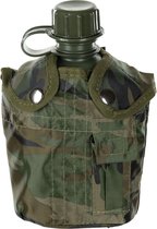 Cantine en plastique MFH US Army, 1 litre, pochette, camouflage Woodland, sans BPA