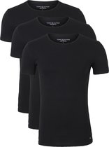Tommy Hilfiger Cotton stretch T-shirts (3-pack) - heren T-shirts O-hals - zwart -  Maat: M
